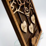 Mom / Grandma / Nani / Dadi / Ba Frame with Hanging Engraved Hearts from Branches