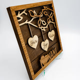 Mom / Grandma / Nani / Dadi / Ba Frame with Hanging Engraved Hearts from Branches