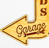 Dad's Garage Arrow Sign