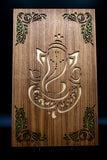 Ganeshji / Ganpati Cutout Frame with Green Leaf Pattern Corners