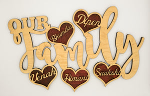 Our Family - Personalized with Names in Hearts