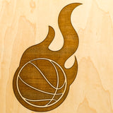 Flaming Basketball Sports Style Name Sign